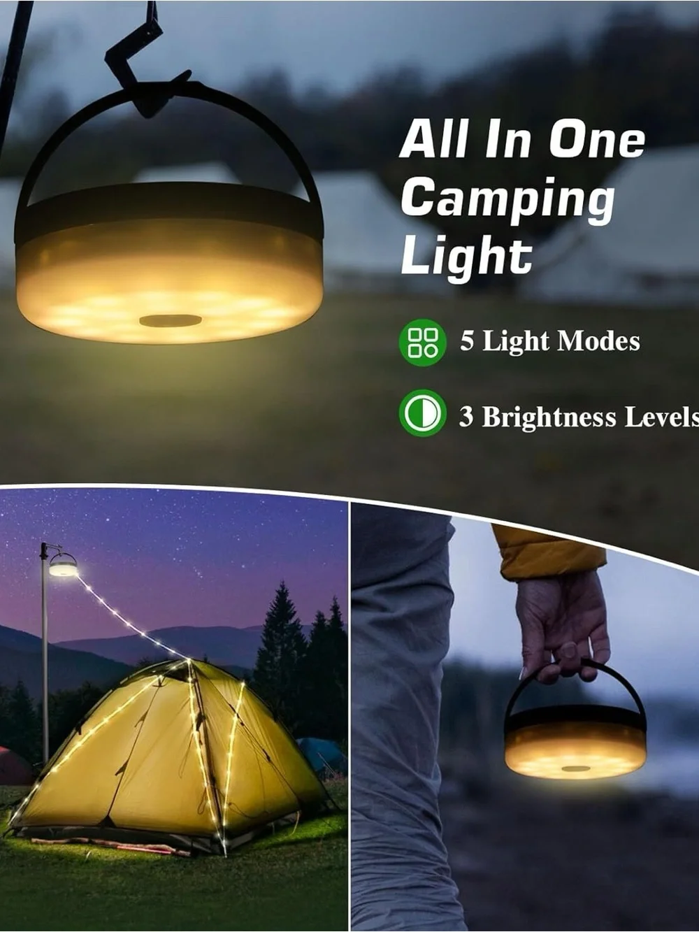 4 in 1 rechargeable string light Yellow Portable Solar with Multicolor LED color